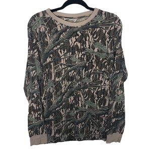 90s Vintage Mossy Oak Camo Pocket Long Sleeve T-Shirt Size Large
